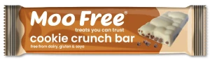 Moo Free Cookie Crunch – biały wegański batonik z chrupiącym ryżem 35g.
