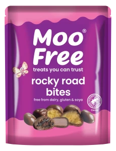 Moo Free Rocky Road Bites – wegańskie czekoladki z rodzynkami i piankami 65g