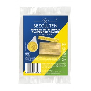 Bezgluten Wafelki z nadzieniem o smaku cytrynowym niskobiałkowe PKU 90g