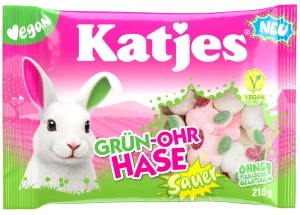 Katjes Króliczki kwaśne – żelki owocowe bez żelatyny 210 g (Grün-Ohr Hase Sauer)