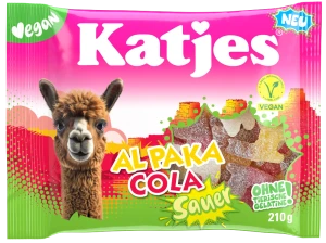 Katjes Alpaki cola kwaśne – żelki bez żelatyny 210 g (Al Paka Cola Sauer)