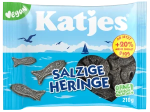 Katjes Śledzie lukrecjowe słone – żelki lukrecjowe 210 g (Salzige Heringe)