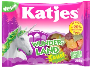 Katjes Wunderland kwaśne – żelki bez żelatyny 210 g (Wunderland Sauer)