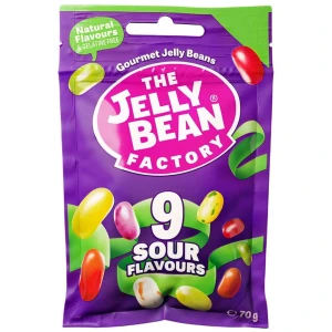 The Jelly Bean Factory Kwaśne fasolki owocowe – cukierki do żucia bez żelatyny 70 g (9 Sour Flavours)