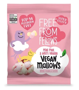 Free From Fellows Mini Vegan Marshmallow Pink & White – wegańskie mini pianki marshmallow 105 g